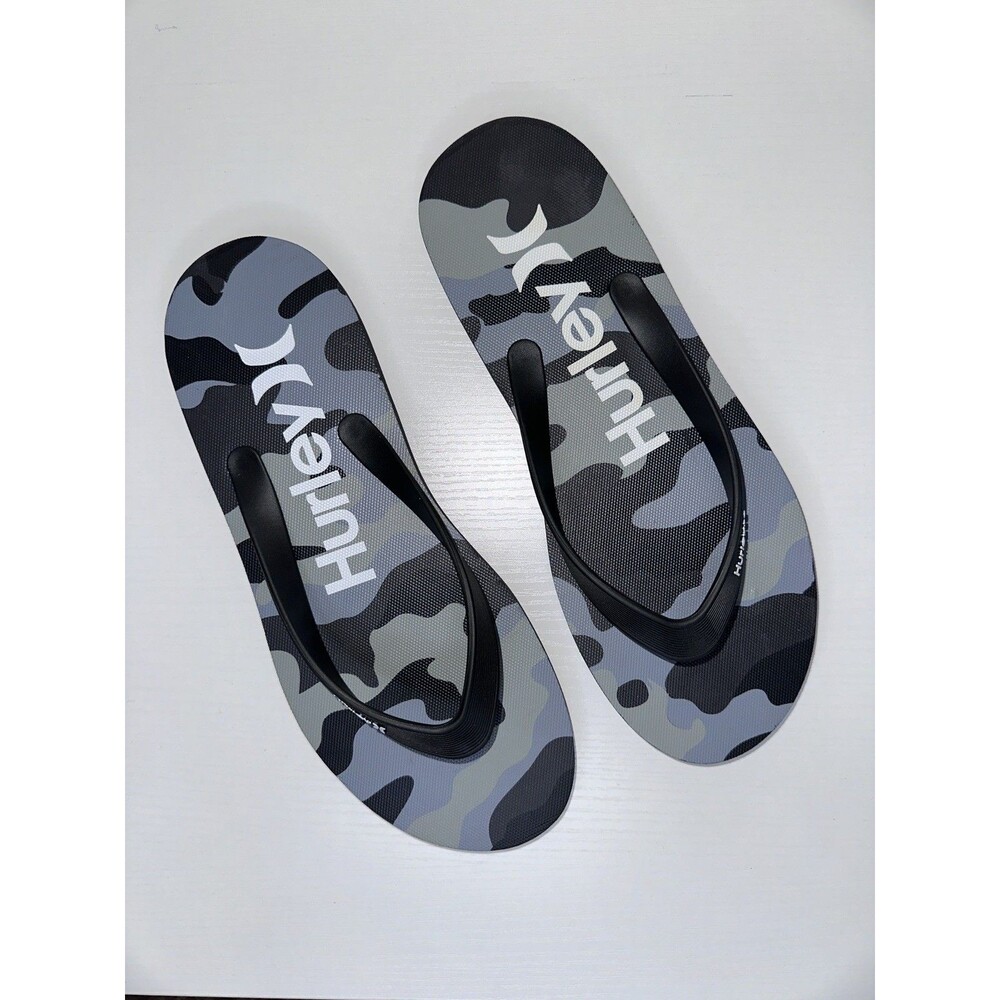 NEW Hurley Men's Flip-Flop Sandals Camo Grey/Black 11 (HU3)